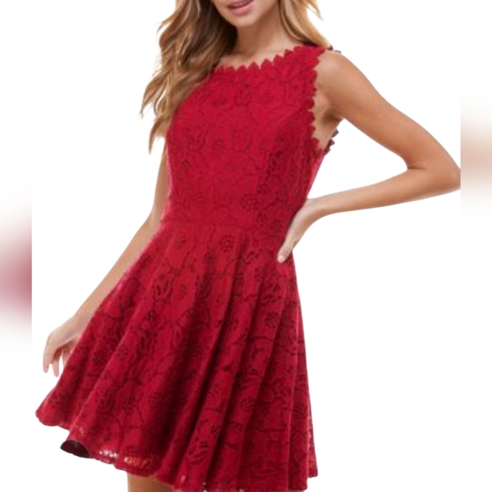 Jodi Kristopher Vibrant red Lace Dress